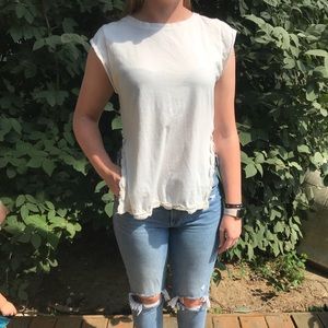 L.A. Hearts off white hi-low t shirt